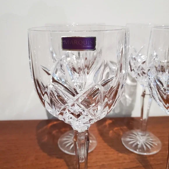 Set Of 4 Waterford Crystal Marquis Brookside Wine Goblet Glass 12oz 8 5/8 